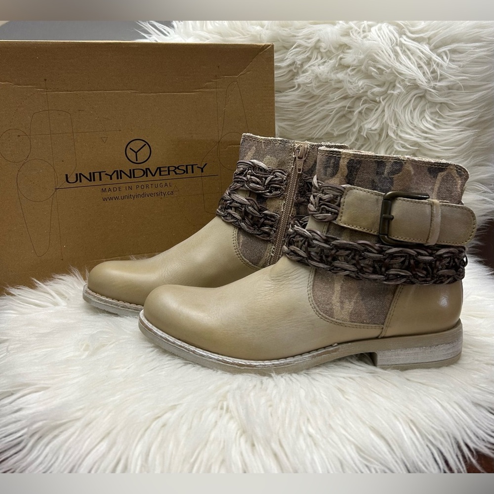 NEW Unity In Diversity Camel Brown Ankle Pilse Boots Size 37